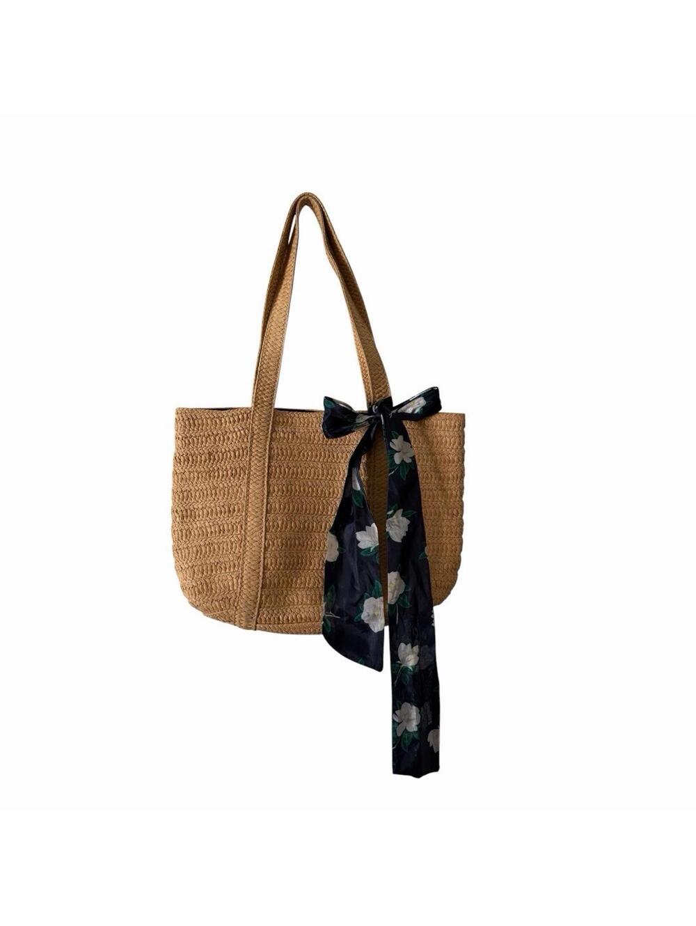 Draper James Everyday Mangnolia Scarf Woven Tote Bag Beach Coastal